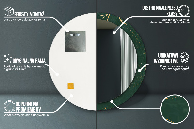 Miroir rond avec décoration Feuilles dorées délicates