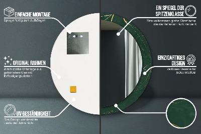 Miroir rond avec décoration Feuilles dorées délicates