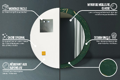Miroir rond avec décoration Feuilles dorées délicates