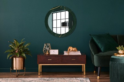 Miroir rond avec décoration Feuilles dorées délicates