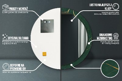 Miroir rond avec décoration Feuilles dorées délicates