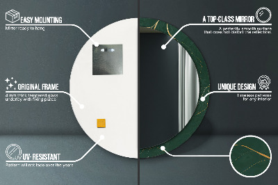 Miroir rond avec décoration Feuilles dorées délicates