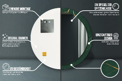 Miroir rond avec décoration Feuilles dorées délicates