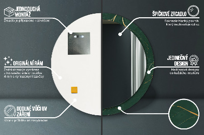 Miroir rond avec décoration Feuilles dorées délicates