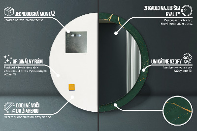 Miroir rond avec décoration Feuilles dorées délicates