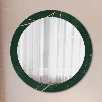 Miroir rond avec décoration Feuilles dorées délicates