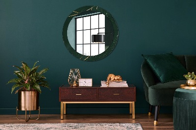 Miroir rond avec décoration Feuilles dorées délicates