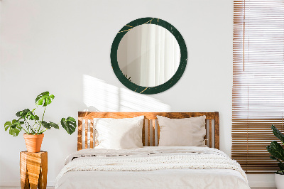 Miroir rond avec décoration Feuilles dorées délicates