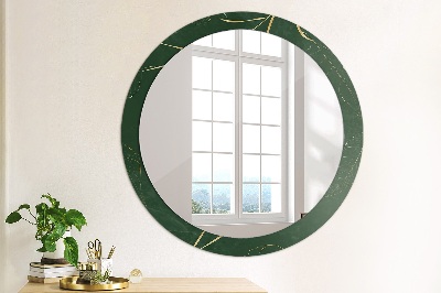 Miroir rond avec décoration Feuilles dorées délicates