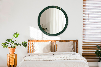 Miroir rond avec décoration Feuilles dorées délicates