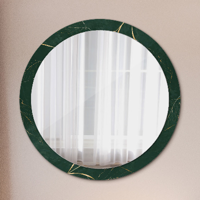 Miroir rond avec décoration Feuilles dorées délicates