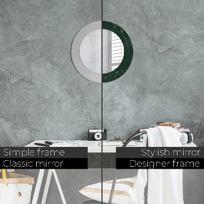 Miroir rond avec décoration Feuilles dorées délicates