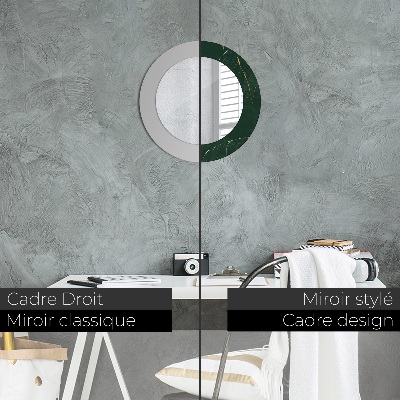 Miroir rond avec décoration Feuilles dorées délicates