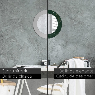 Miroir rond avec décoration Feuilles dorées délicates