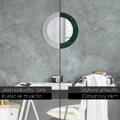 Miroir rond avec décoration Feuilles dorées délicates