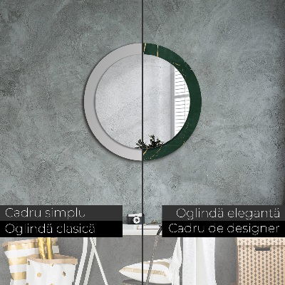 Miroir rond avec décoration Feuilles dorées délicates