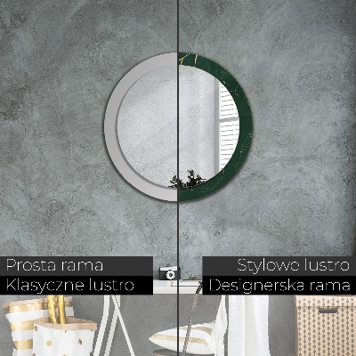Miroir rond avec décoration Feuilles dorées délicates