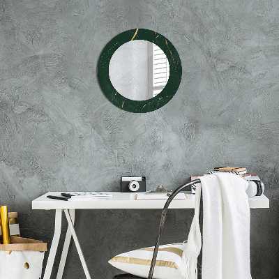 Miroir rond avec décoration Feuilles dorées délicates