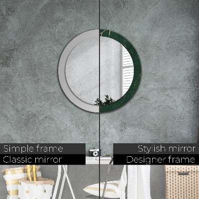 Miroir rond avec décoration Feuilles dorées délicates