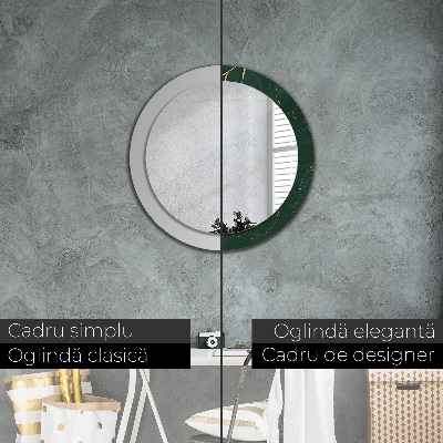Miroir rond avec décoration Feuilles dorées délicates