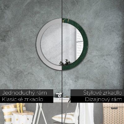 Miroir rond avec décoration Feuilles dorées délicates
