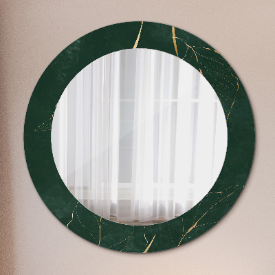 Miroir rond avec décoration Feuilles dorées délicates