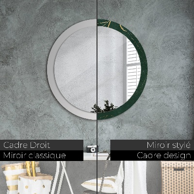 Miroir rond avec décoration Feuilles dorées délicates