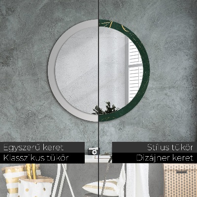 Miroir rond avec décoration Feuilles dorées délicates