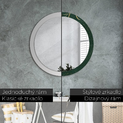 Miroir rond avec décoration Feuilles dorées délicates