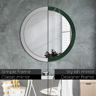 Miroir rond avec décoration Feuilles dorées délicates