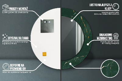 Miroir rond avec décoration Feuilles dorées délicates