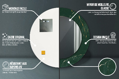 Miroir rond avec décoration Feuilles dorées délicates