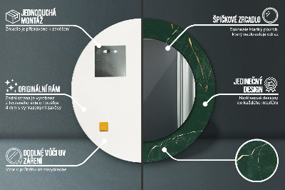 Miroir rond avec décoration Feuilles dorées délicates