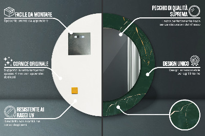 Miroir rond avec décoration Feuilles dorées délicates