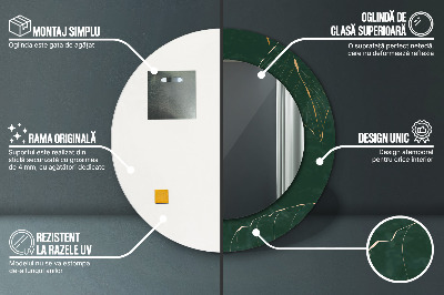 Miroir rond avec décoration Feuilles dorées délicates
