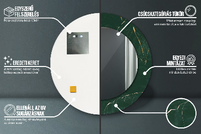 Miroir rond avec décoration Feuilles dorées délicates