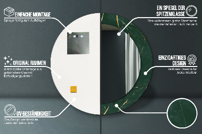 Miroir rond avec décoration Feuilles dorées délicates