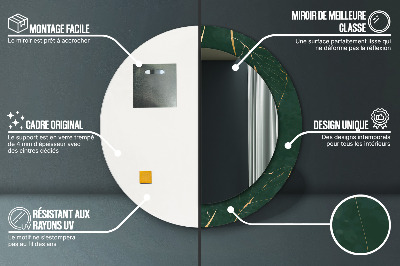 Miroir rond avec décoration Feuilles dorées délicates
