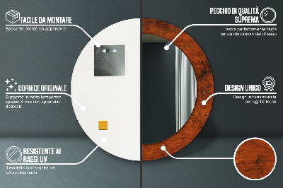 Miroir rond avec décoration Bois naturel