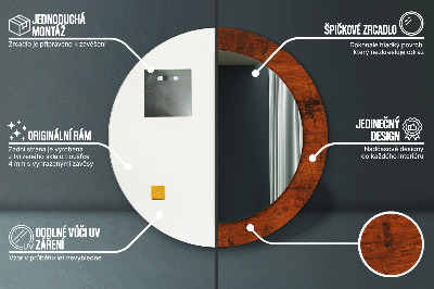 Miroir rond avec décoration Bois naturel