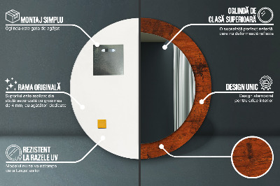 Miroir rond avec décoration Bois naturel