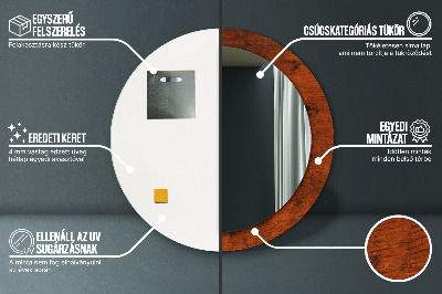 Miroir rond avec décoration Bois naturel
