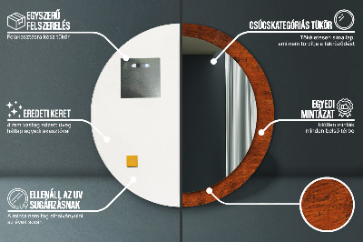 Miroir rond avec décoration Bois naturel
