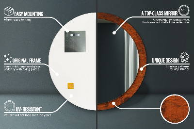 Miroir rond avec décoration Bois naturel