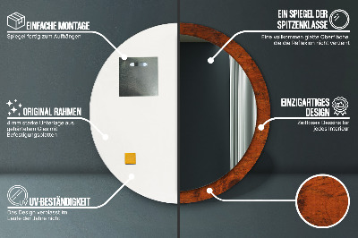 Miroir rond avec décoration Bois naturel