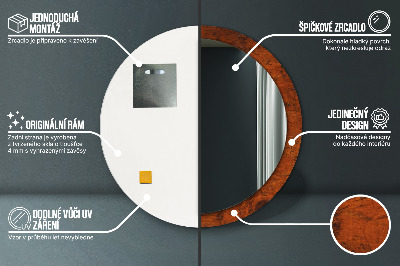 Miroir rond avec décoration Bois naturel
