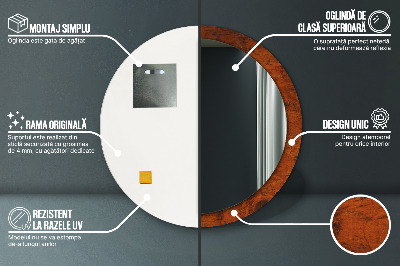 Miroir rond avec décoration Bois naturel