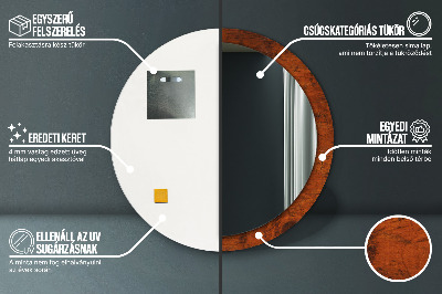 Miroir rond avec décoration Bois naturel