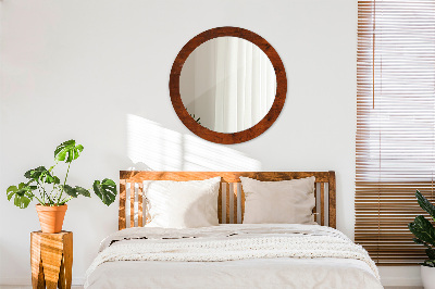 Miroir rond avec décoration Bois naturel