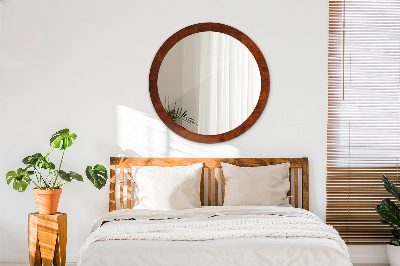 Miroir rond avec décoration Bois naturel